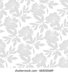 Peony Flowers Seamless Pattern. Vector Background (eps 8, CMYK).