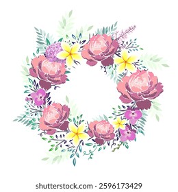 Peony frame. Vintage wedding invitation. hand drawn. Not AI, Vector illustration.