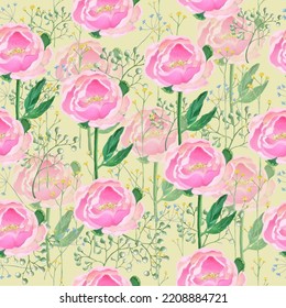 Surge el patrón vectorial de ilustración peony