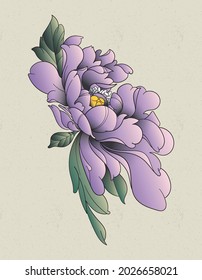 peony japan tattoo old school