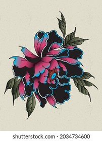 peony japan tattoo old school