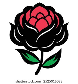 Peony Line Art Silhouette Vector Illustration.