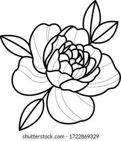 Peony Line Work Flower Art Tattoo