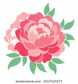 peony pattern cascading  across a water color vector icon on white background