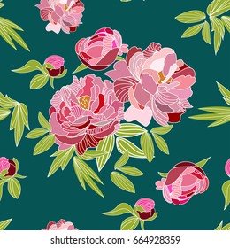peony pattern. floral flower vector swatch pattern. background. wallpaper textile fabric.