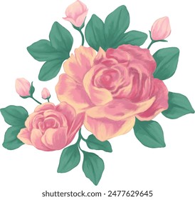 Peony pattern painting botanical illustration