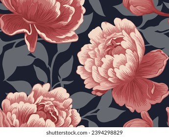 Peony Peonies Flowers Pattern Seamless para tela, papel pintado, interior, moda, impresión, envoltura, DIY.