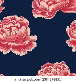 Peony Peonies Flowers Pattern Seamless for Fabric, wallpaper, Interior, fashion, print, wrapping, DIY.