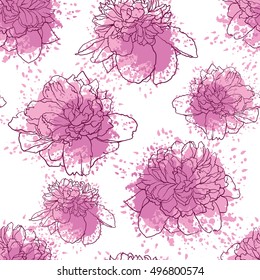 peony pink flowers pattern 