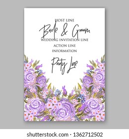 Peony pink rose ranunculus greenery wedding invitation card template vector