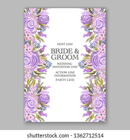 Peony pink rose ranunculus greenery wedding invitation card template vector