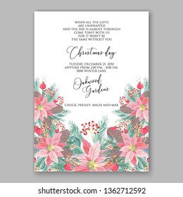 Peony pink rose ranunculus greenery wedding invitation card template vector