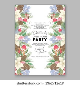 Peony pink rose ranunculus greenery wedding invitation card template vector