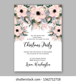 Peony pink rose ranunculus greenery wedding invitation card template vector