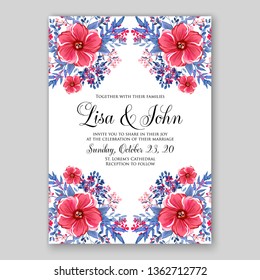 Peony pink rose ranunculus greenery wedding invitation card template vector