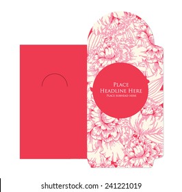 peony red packet template vector/illustration