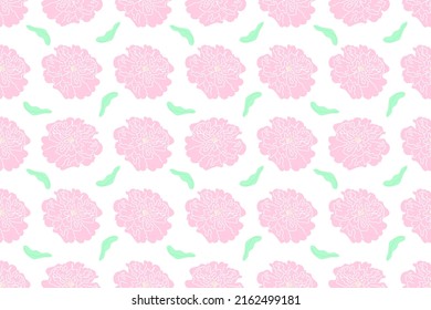 Peony seamless background. Wrapping, textile template. Flowers pattern. Botanical print.