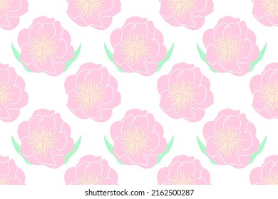Peony seamless background. Wrapping, textile template. Flowers pattern. Botanical print.