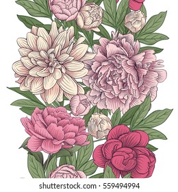 borde vectorial de color peony sin fisuras