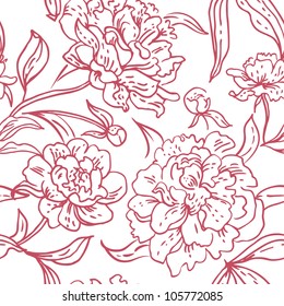 Peony seamless pattern