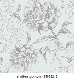 Peony seamless pattern