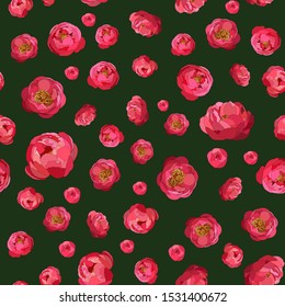 peony seamless pattern vector floral ornament
