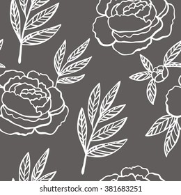 peony seamless vector pattern