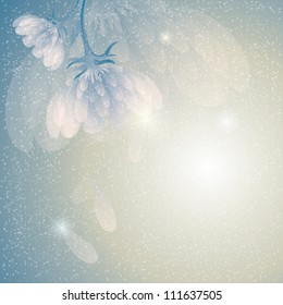 Peony in snow / Fairy floral background