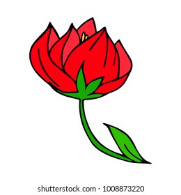 Peony vector illustration. Doodle style. Design, print, logo, decor, textile, paper.