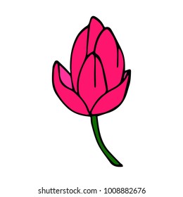 Peony vector illustration. Doodle style. Design, print, logo, decor, textile, paper.