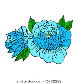 Peony vector illustration. Doodle style. Design, print, logo, decor, textile, paper