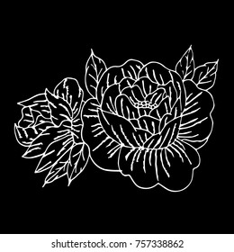 Peony vector illustration. Doodle style. Design, print, logo, decor, textile, paper