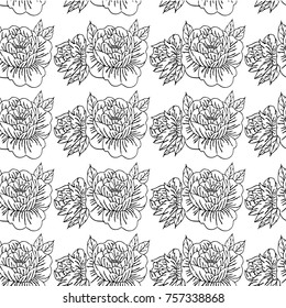 Peony vector illustration. Doodle style. Design, print, logo, decor, textile, paper
