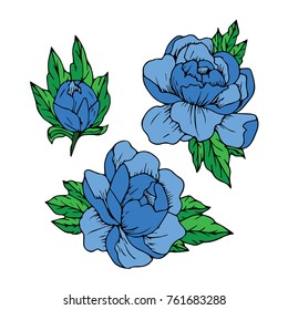 Peony vector illustration. Doodle style. Design, print, logo, decor, textile, paper