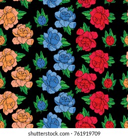Peony vector illustration. Doodle style. Design, print, logo, decor, textile, paper