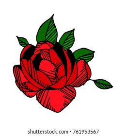 Peony vector illustration. Doodle style. Design, print, logo, decor, textile, paper
