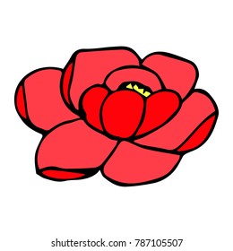 Peony vector illustration. Doodle style. Design, print, decor, textile, paper