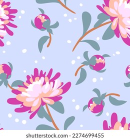 Peony vector seamless pattern. Floral background. Vector illustration.