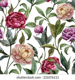 Peony Watercolor Background Stock Vector (Royalty Free) 231076111 ...