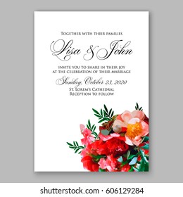 Peony wedding invitation 