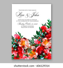 Peony wedding invitation 
