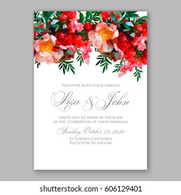 Peony wedding invitation 