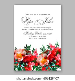 Peony wedding invitation 