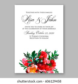 Peony wedding invitation 