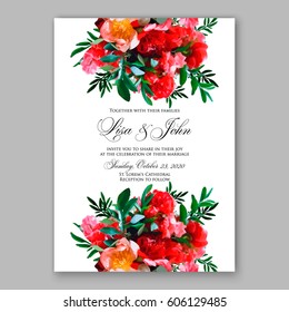 Peony wedding invitation 