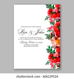 Peony wedding invitation 