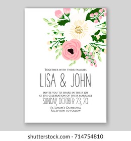 Peony wedding invitation template
