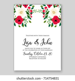 Peony wedding invitation template