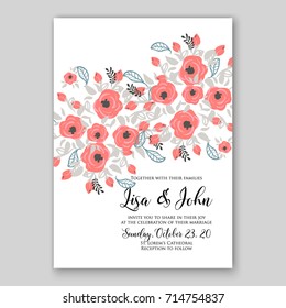 Peony wedding invitation template