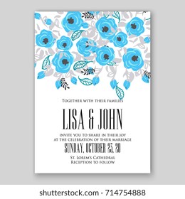 Peony wedding invitation template